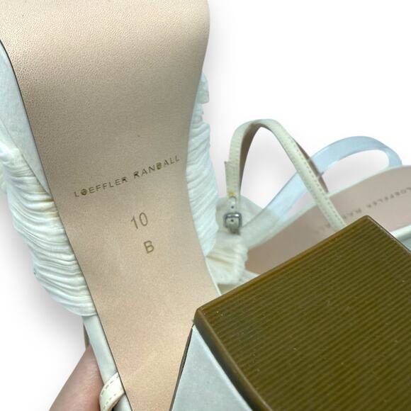 NWOT Loeffler Randall Natalia Pleat Knot Slip On Platform Sandal White 10 Womens - Picture 9 of 15